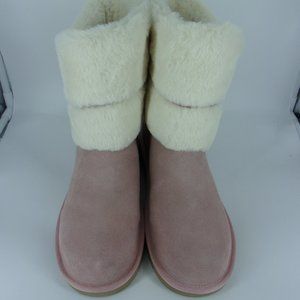 WOMENS 10 Pink KOOLABURRA BY UGG DEZI SHORT FAUX FUR SUEDE BOOTS 1114692
